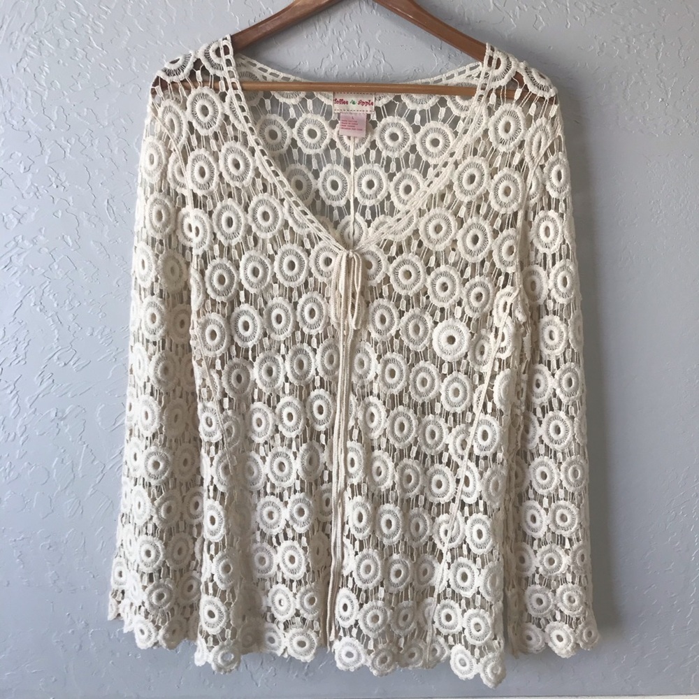 Toffee Apple Boho Crochet Cotton Top